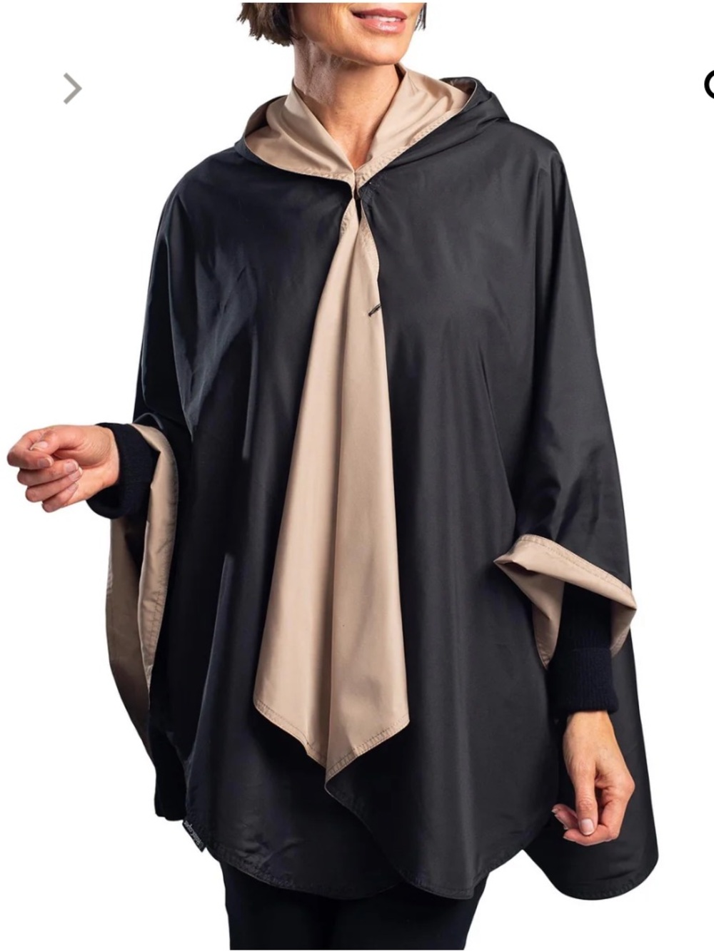 Black & Tan Camel Womens Rain Cape - Rainproof Breathable‎ Rain Poncho One Size